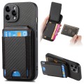 For iPhone 15 Pro Carbon Fiber Vertical Flip Wallet Stand Phone Case(Black)