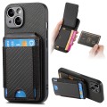 For iPhone 14 Plus Carbon Fiber Vertical Flip Wallet Stand Phone Case(Black)