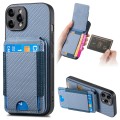 For iPhone 14 Pro Carbon Fiber Vertical Flip Wallet Stand Phone Case(Blue)