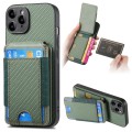 For iPhone 11 Pro Max Carbon Fiber Vertical Flip Wallet Stand Phone Case(Green)