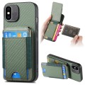 For iPhone XS Max Carbon Fiber Vertical Flip Wallet Stand Phone Case(Green)