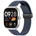 For Redmi Watch 4 Groove Folding Magnetic Buckle Silicone Watch Band(Dark Blue)