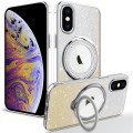 For iPhone XS Max Rotation MagSafe Holder Gradient Glitter TPU Phone Case(Gold)