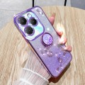 For Infinix Hot 40 Gradient Glitter Immortal Flower Ring All-inclusive Phone Case(Purple)