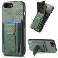 For iPhone 6 Plus / 6s Plus Carbon Fiber Fold Stand Elastic Card Bag Phone Case(Green)