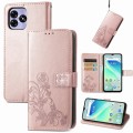 For UMIDIGI G5 Four-leaf Clasp Embossed Buckle Leather Phone Case(Rose Gold)