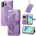 For UMIDIGI G5 Butterfly Love Flower Embossed Leather Phone Case(Light Purple)