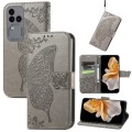 For vivo S18 Pro Butterfly Love Flower Embossed Leather Phone Case(Gray)