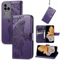For vivo S18 Pro Butterfly Love Flower Embossed Leather Phone Case(Dark Purple)