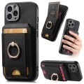For iPhone 15 Pro Retro Splitable Magnetic Stand Card Bag Leather Phone Case(Black)