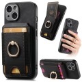 For iPhone 15 Retro Splitable Magnetic Stand Card Bag Leather Phone Case(Black)