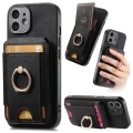 For iPhone 12 Retro Splitable Magnetic Stand Card Bag Leather Phone Case(Black)