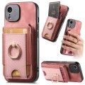 For iPhone XR Retro Splitable Magnetic Stand Card Bag Leather Phone Case(Pink)