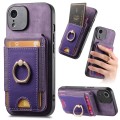 For iPhone XR Retro Splitable Magnetic Stand Card Bag Leather Phone Case(Purple)