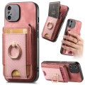 For iPhone XS Max Retro Splitable Magnetic Stand Card Bag Leather Phone Case(Pink)