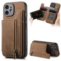 For iPhone 11 Retro Leather Zipper Wallet Back Phone Case(Brown)