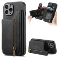 For iPhone 11 Pro Retro Leather Zipper Wallet Back Phone Case(Black)