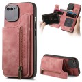 For iPhone 6 Plus / 6s Plus Retro Leather Zipper Wallet Back Phone Case(Pink)