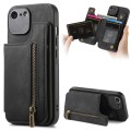 For iPhone 6 / 6s Retro Leather Zipper Wallet Back Phone Case(Black)