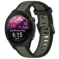 For Garmin Forerunner 255 22mm Two Color Textured Silicone Watch Band(Green+Black)