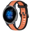 For Garmin Venu 2 22mm Two Color Textured Silicone Watch Band(Orange+Black)