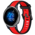 For Garmin Venu 2 22mm Two Color Textured Silicone Watch Band(Red+Black)