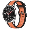 For Amazfit GTR 4 Pro 22mm Two-Color Textured Silicone Watch Band(Orange+Black)
