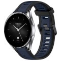For Xiaomi Watch S2 22mm Two Color Textured Silicone Watch Band(Midnight Blue+Black)
