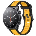 For Xiaomi MI Watch S1 22mm Two Color Textured Silicone Watch Band(Yellow+Black)