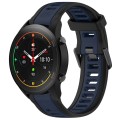 For Xiaomi MI Watch S1 Pro 22mm Two Color Textured Silicone Watch Band(Midnight Blue+Black)