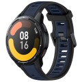 For Xiaomi Watch S1 Active 22mm Two Color Textured Silicone Watch Band(Midnight Blue+Black)