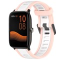 For Xiaomi Haylou GST LS09B 22mm Two Color Textured Silicone Watch Band(White+Pink)