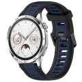 For Huawei Watch GT4 46mm 22mm Two Color Textured Silicone Watch Band(Midnight Blue+Black)