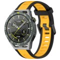 For Huawei Watch GT3 SE 22mm Two Color Textured Silicone Watch Band(Yellow+Black)