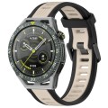 For Huawei Watch GT3 SE 22mm Two Color Textured Silicone Watch Band(Starlight + Black)