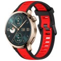 For Honor Watch 4 Pro 22mm Two Color Textured Silicone Watch Band(Red+Black)