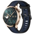 For Honor Watch 4 Pro 22mm Two Color Textured Silicone Watch Band(Midnight Blue+Black)