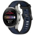 For Huawei Watch 3 Pro New 22mm Two Color Textured Silicone Watch Band(Midnight Blue+Black)