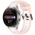 For Huawei Watch 3 Pro New 22mm Two Color Textured Silicone Watch Band(White+Pink)