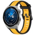 For Huawei Watch GT3 Pro 46mm 22mm Two Color Textured Silicone Watch Band(Yellow+Black)