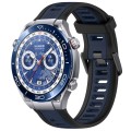 For Huawei Watch Ultimate 22mm Two Color Textured Silicone Watch Band(Midnight Blue+Black)