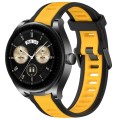 For Huawei Watch Buds 22mm Two Color Textured Silicone Watch Band(Yellow+Black)