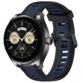 For Huawei Watch Buds 22mm Two Color Textured Silicone Watch Band(Midnight Blue+Black)