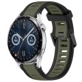 For Huawei Watch GT3 46mm 22mm Two Color Textured Silicone Watch Band(Green+Black)