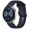 For Huawei Watch GT3 46mm 22mm Two Color Textured Silicone Watch Band(Midnight Blue+Black)
