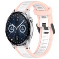 For Huawei Watch GT3 46mm 22mm Two Color Textured Silicone Watch Band(White+Pink)