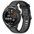For Huawei Watch GT Runner 22mm Two Color Textured Silicone Watch Band(Grey+Black)