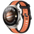 For Huawei Watch 4 22mm Two Color Textured Silicone Watch Band(Orange+Black)