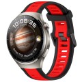 For Huawei Watch 4 22mm Two Color Textured Silicone Watch Band(Red+Black)