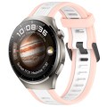 For Huawei Watch 4 Pro 22mm Two Color Textured Silicone Watch Band(White+Pink)